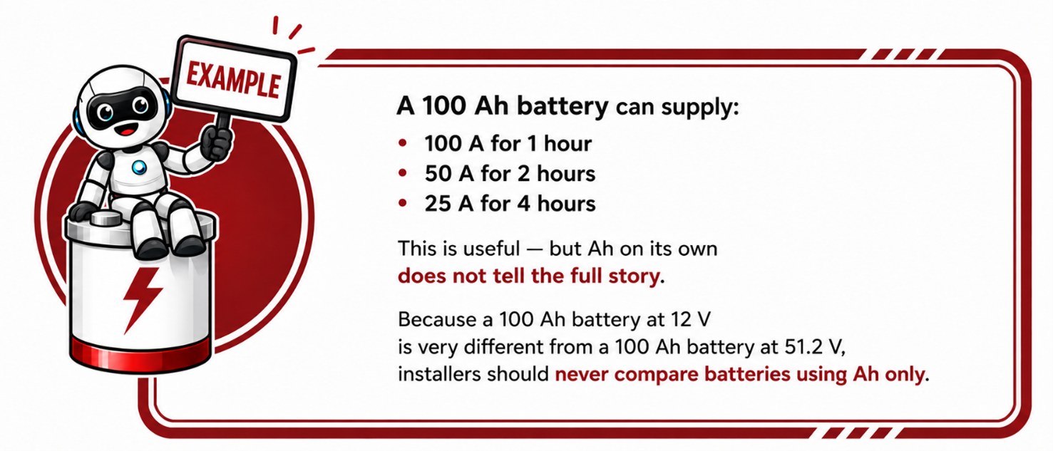 image of a 100ah battery can supply 100 amps for one hour.