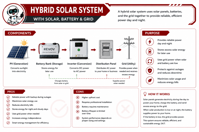 Hybrid System (Solar + Battery + Grid)